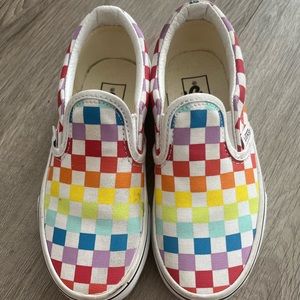 NWOT Kids Vans Colorful Checkered Slide on size 3